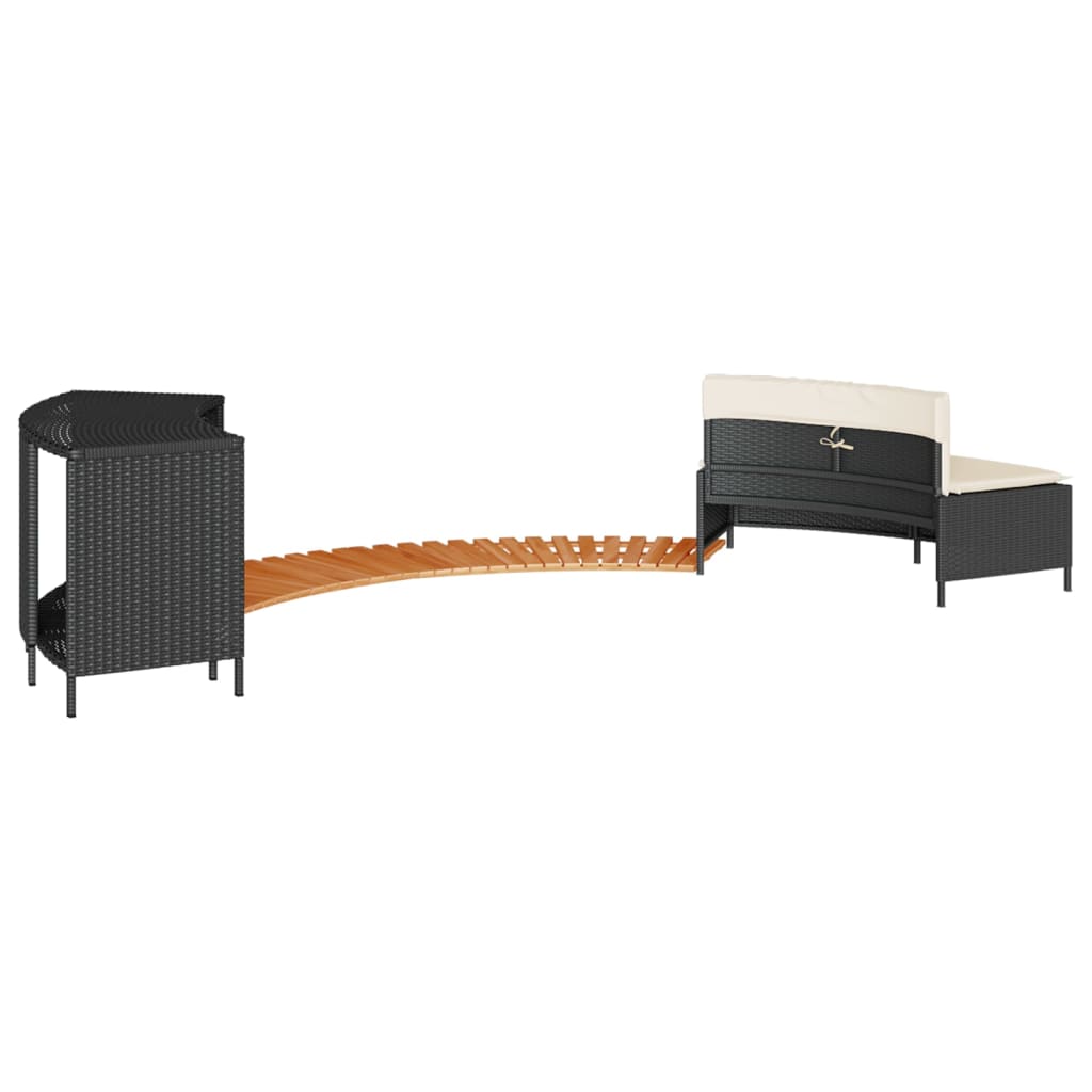 Hot Tub Surround Black Poly Rattan and Solid Wood Acacia