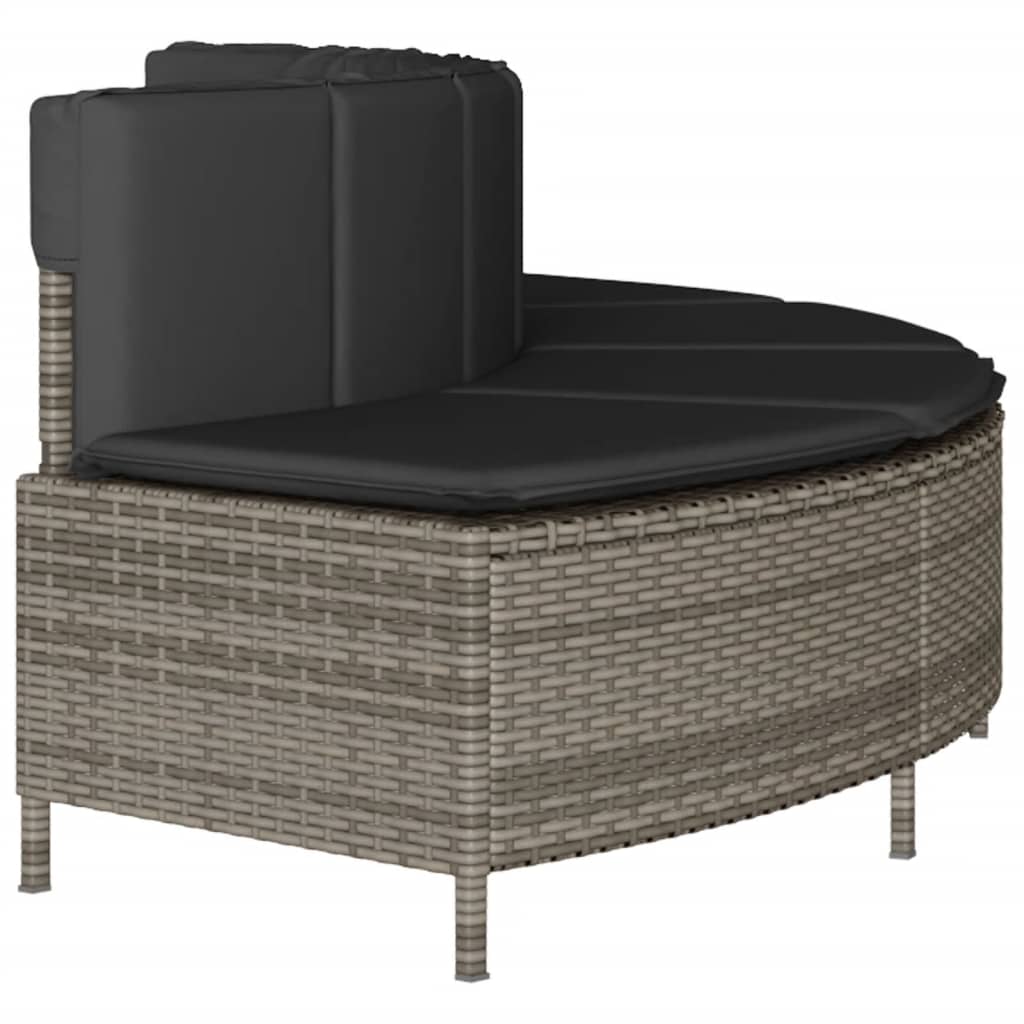 Hot Tub Benches with Cushions 2 pcs Grey Poly Rattan