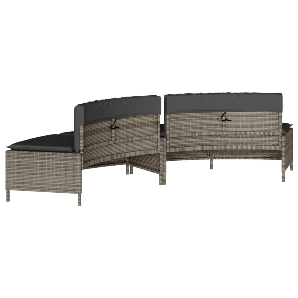 Hot Tub Benches with Cushions 2 pcs Grey Poly Rattan