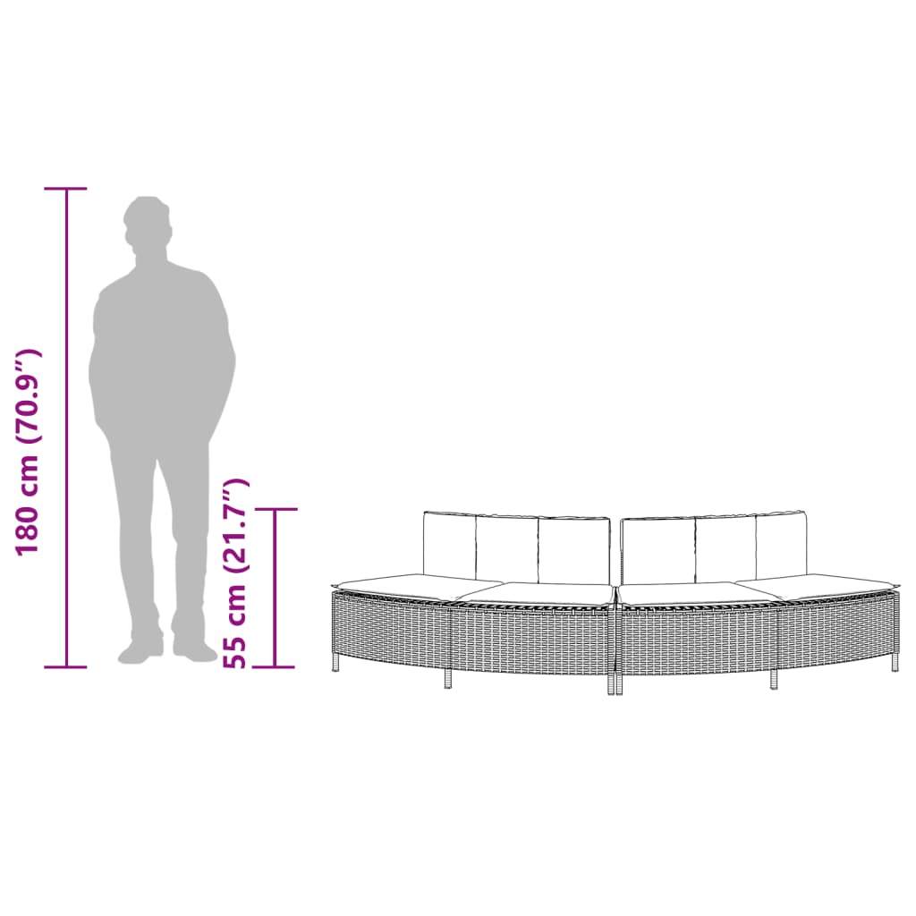 Hot Tub Benches with Cushions 2 pcs Black Poly Rattan