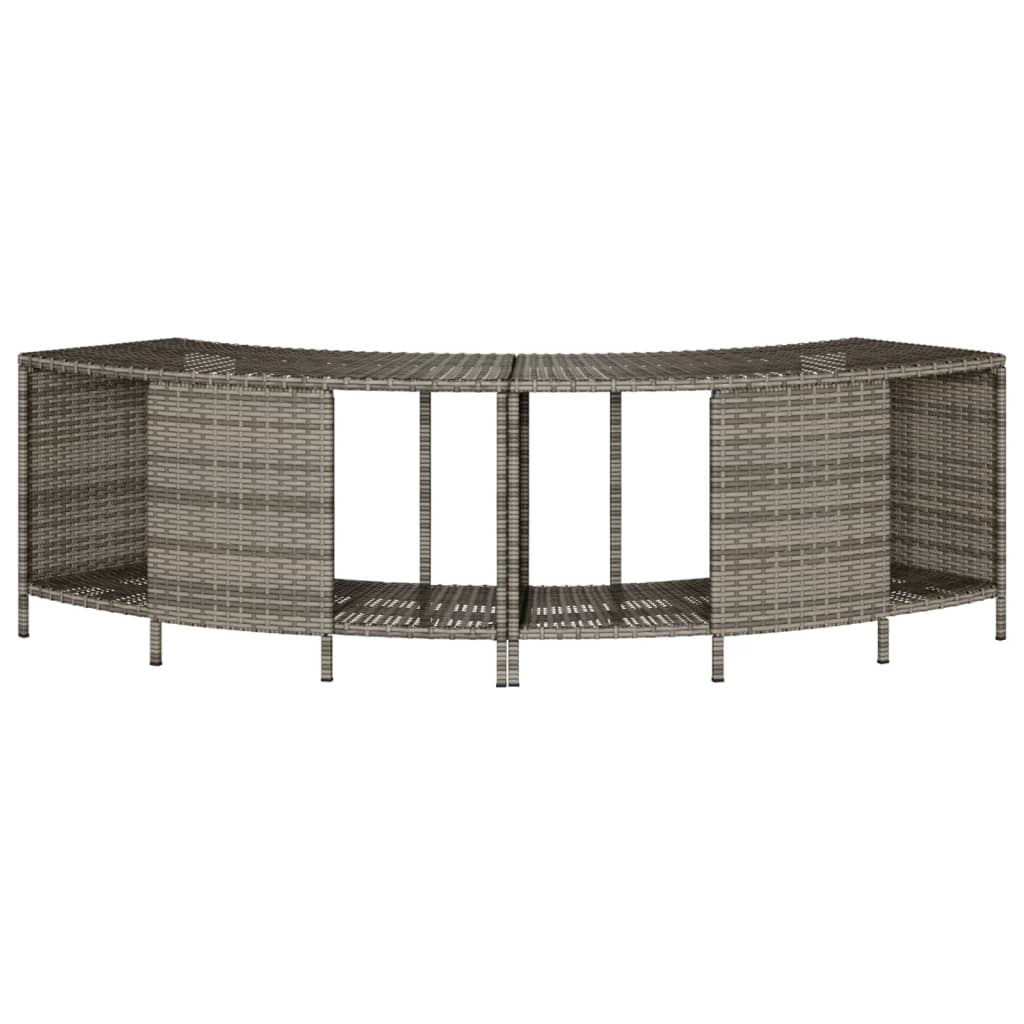 Storage Shelves for Hot Tub 2 pcs Grey Poly Rattan