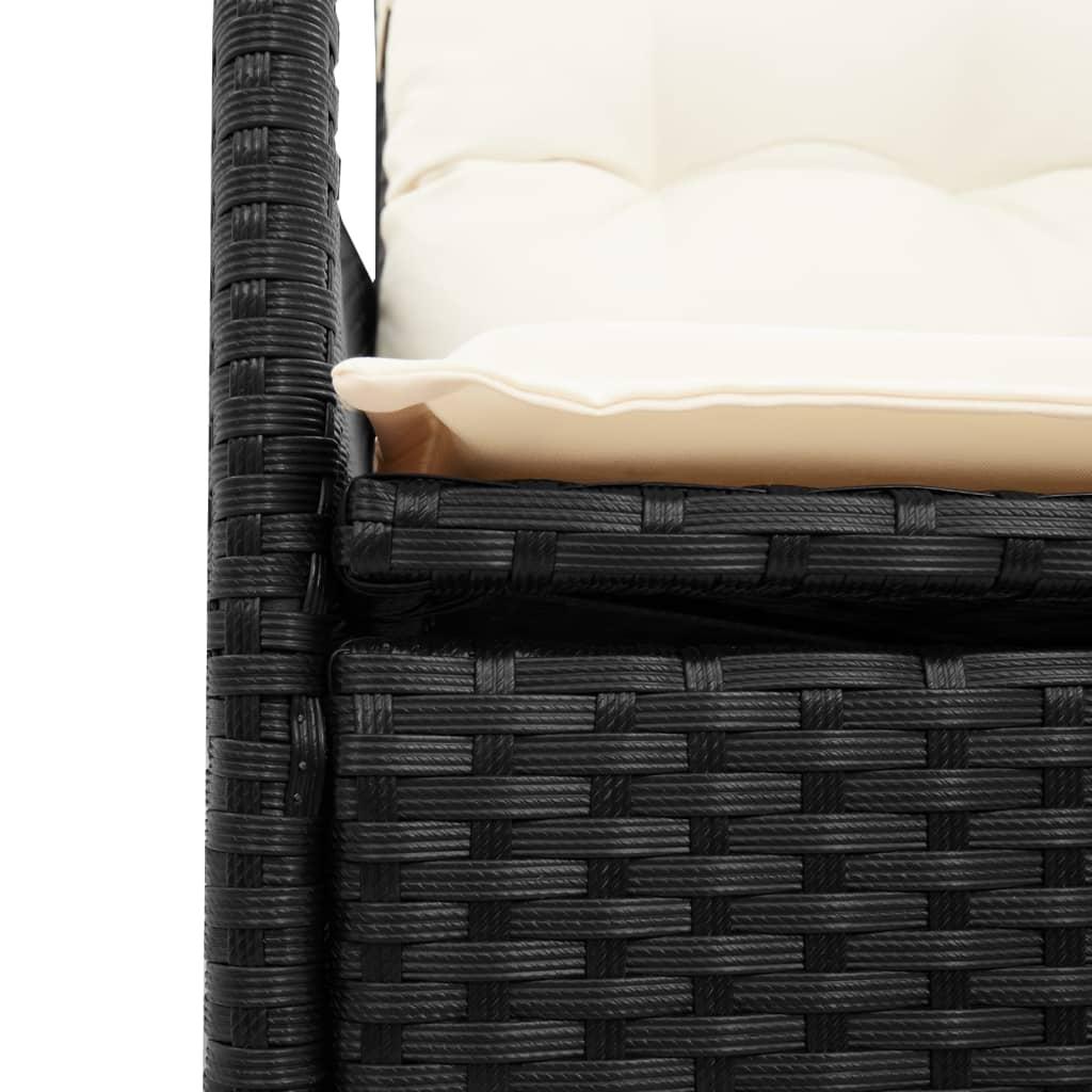 Reclining Garden Sofa 2-Seater with Table Black Poly Rattan