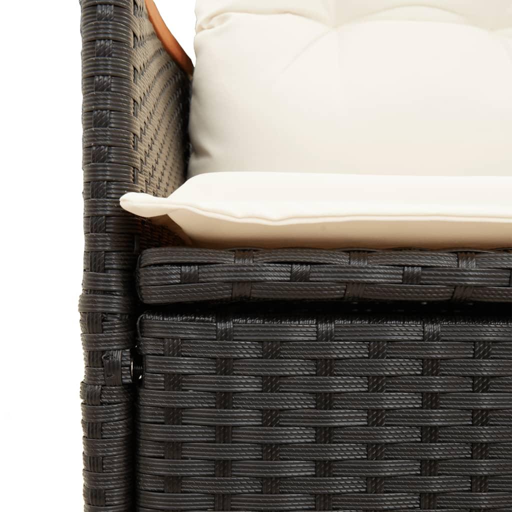 Reclining Garden Sofa 2-Seater with Table Black Poly Rattan