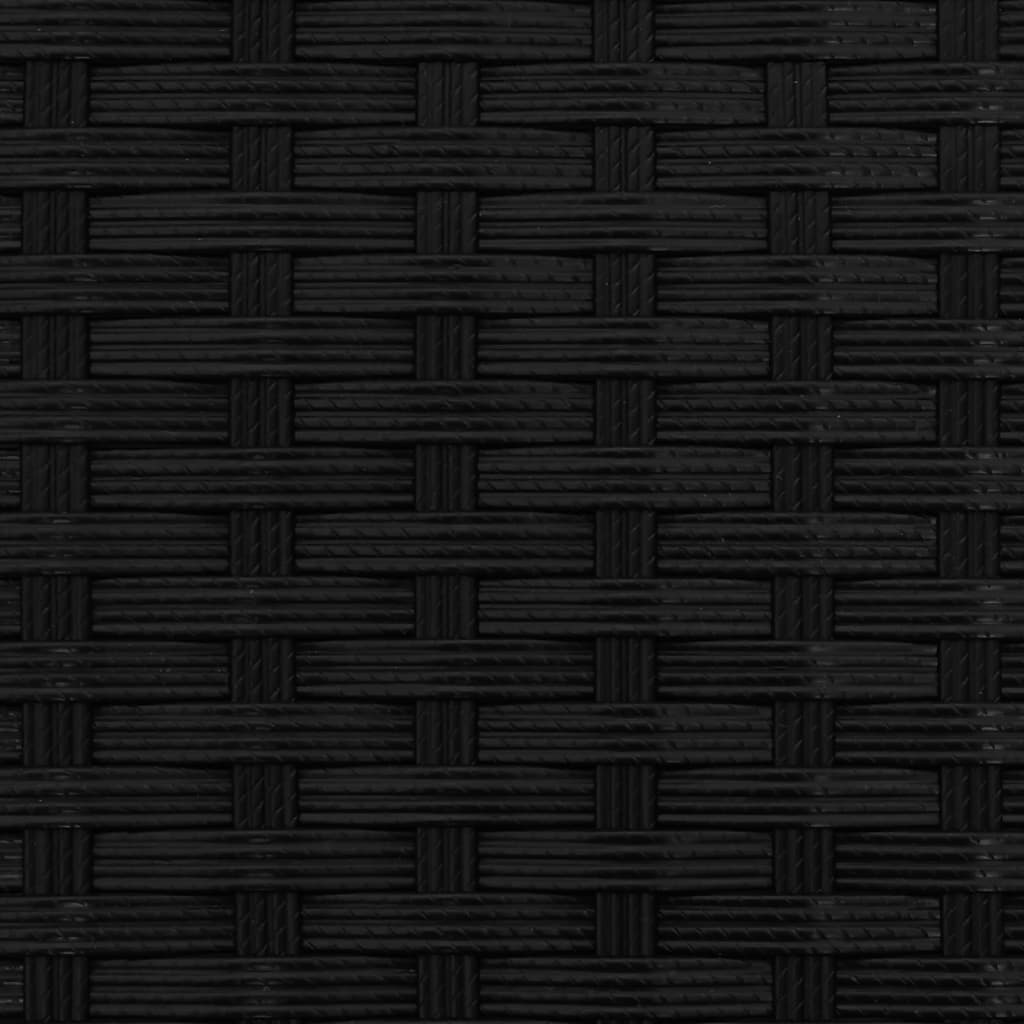 Garden Sofa 3-Seater with Canopy and Stools Black Poly Rattan