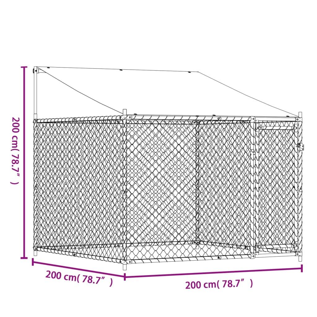 Dog Cage with Roof and Door Grey 2x2x2 m Galvanised Steel