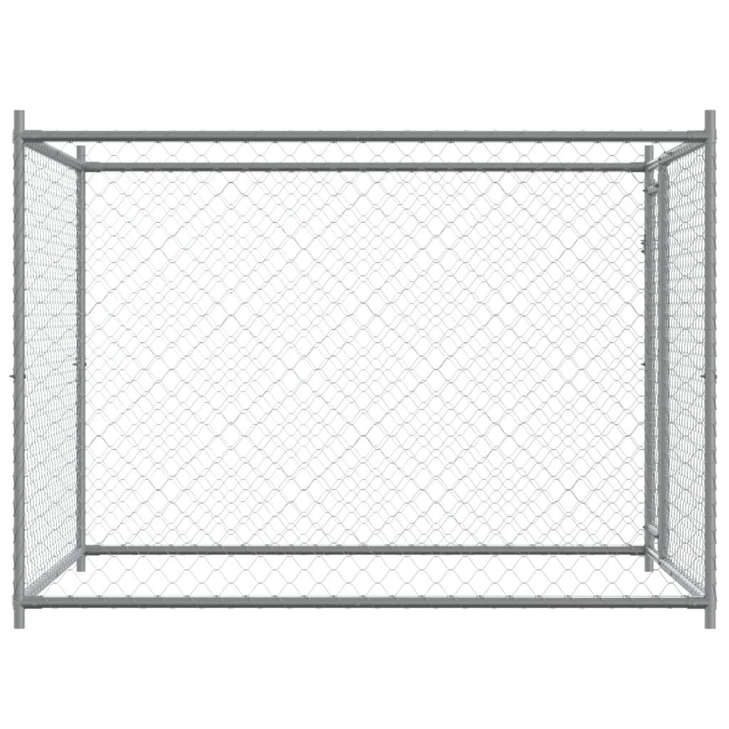 Dog Cage with Door Grey 2x2x1.5 m Galvanised Steel