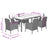 7 Piece Garden Dining Set with Cushions Black Poly Rattan
