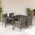 5 Piece Garden Dining Set with Cushions Grey Poly Rattan