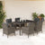 7 Piece Garden Dining Set with Cushions Grey Poly Rattan