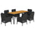 7 Piece Garden Dining Set with Cushions Black Poly Rattan