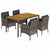 5 Piece Garden Dining Set with Cushions Grey Poly Rattan