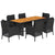 7 Piece Garden Dining Set with Cushions Black Poly Rattan