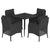 5 Piece Garden Dining Set with Cushions Black Poly Rattan