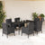 7 Piece Garden Dining Set with Cushions Black Poly Rattan