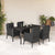 5 Piece Garden Dining Set with Cushions Black Poly Rattan