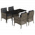 5 Piece Garden Dining Set with Cushions Grey Poly Rattan