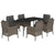 7 Piece Garden Dining Set with Cushions Grey Poly Rattan