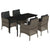 5 Piece Garden Dining Set with Cushions Grey Poly Rattan