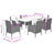 7 Piece Garden Dining Set with Cushions Grey Poly Rattan
