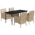 5 Piece Garden Dining Set with Cushions Beige Poly Rattan