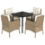 5 Piece Garden Dining Set with Cushions Beige Poly Rattan