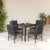 5 Piece Garden Dining Set with Cushions Black Poly Rattan