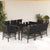 9 Piece Garden Dining Set with Cushions Black Poly Rattan