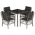 5 Piece Garden Dining Set with Cushions Grey Poly Rattan