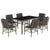 7 Piece Garden Dining Set with Cushions Grey Poly Rattan
