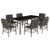 7 Piece Garden Dining Set with Cushions Grey Poly Rattan