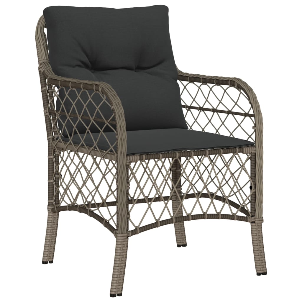 9 Piece Garden Dining Set with Cushions Grey Poly Rattan
