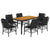 7 Piece Garden Dining Set with Cushions Black Poly Rattan