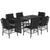 7 Piece Garden Dining Set with Cushions Black Poly Rattan