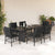 7 Piece Garden Dining Set with Cushions Black Poly Rattan