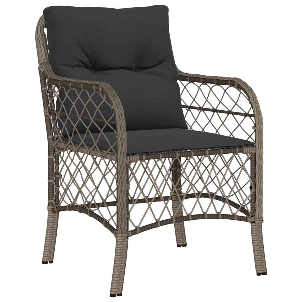 7 Piece Garden Dining Set with Cushions Grey Poly Rattan