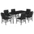 7 Piece Garden Dining Set with Cushions Black Poly Rattan