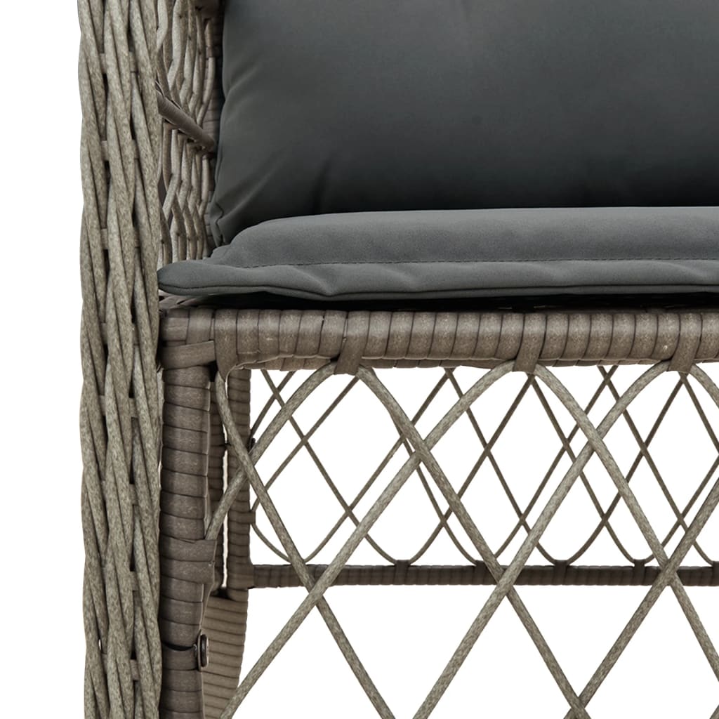 7 Piece Garden Dining Set with Cushions Grey Poly Rattan