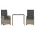 3 Piece Garden Dining Set with Cushions Grey Poly Rattan