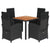 5 Piece Garden Dining Set with Cushions Black Poly Rattan