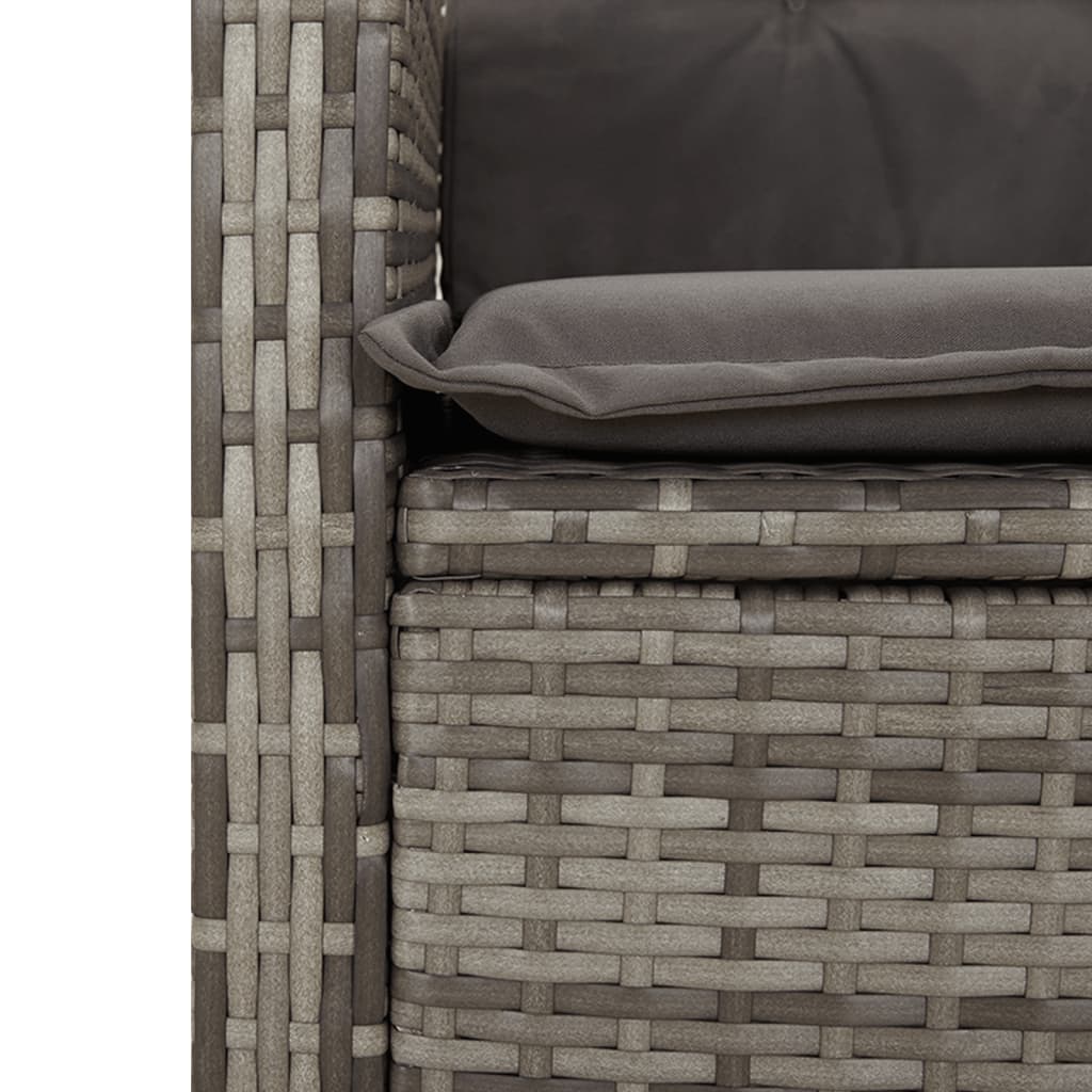 3 Piece Garden Dining Set with Cushions Grey Poly Rattan