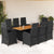 9 Piece Garden Dining Set with Cushions Black Poly Rattan