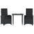 3 Piece Garden Dining Set with Cushions Black Poly Rattan