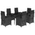 7 Piece Garden Dining Set with Cushions Black Poly Rattan