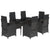 7 Piece Garden Dining Set with Cushions Black Poly Rattan