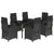 7 Piece Garden Dining Set with Cushions Black Poly Rattan