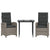 3 Piece Garden Dining Set with Cushions Grey Poly Rattan