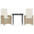 3 Piece Garden Dining Set with Cushions Beige Poly Rattan