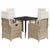5 Piece Garden Dining Set with Cushions Beige Poly Rattan
