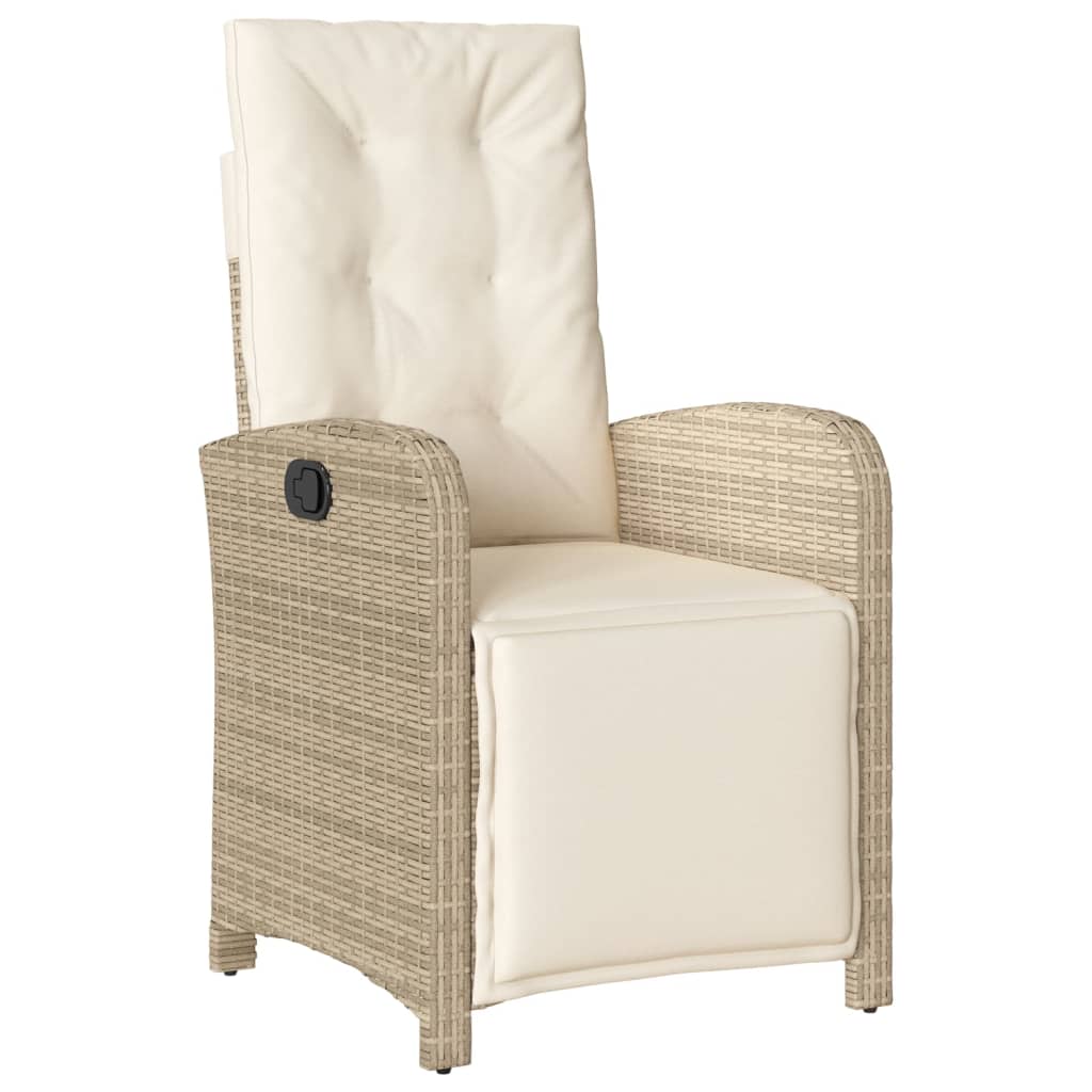 7 Piece Garden Dining Set with Cushions Beige Poly Rattan