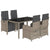 5 Piece Garden Dining Set with Cushions Grey Poly Rattan